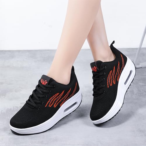 Image of RUIDENG Platform Sneakers for Women Air Cushion | Walking Shoes Women Comfortable All Day | Thick Rocker Bottom