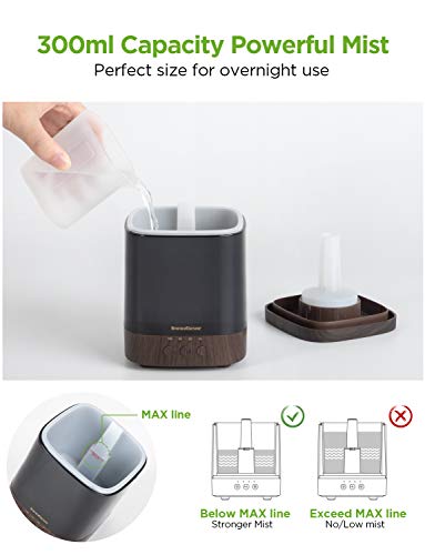 Innogear Diffusers For Essential Oils, 300Ml Oil Diffuser Aromatherapy Diffusers Aroma Ultrasonic Cool Mist Humidifier 4 Timers Color Changing Lights Auto-Off, Dark Wood Grain #TOP3