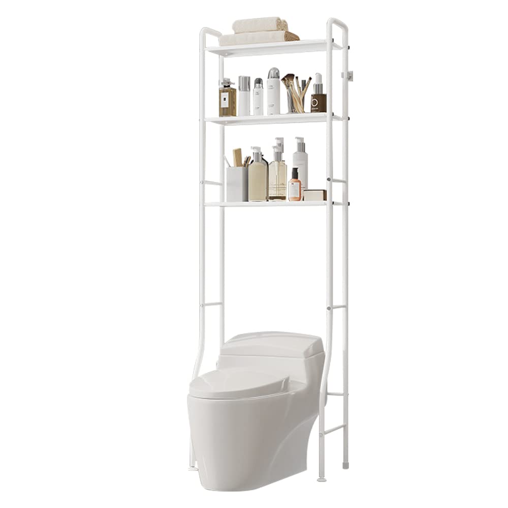 WC-Aufbewahrung, 3-stöckig, über WC, Badezimmer-Organizer, platzsparendes Regal für Badezimmer, WC, Weiß