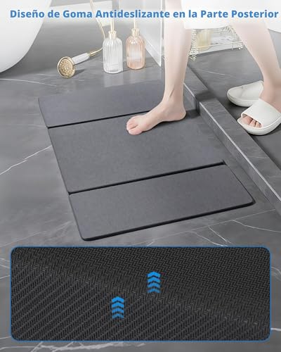 Miniatura 4 de Mowetoo Alfombra Diatomita Baño - Plegable Alfombrilla Baño Secado Rápido 60x39 Cm, Antideslizante Piedra Diatomita Bath Mat Hogar Y Cocina Accesorios