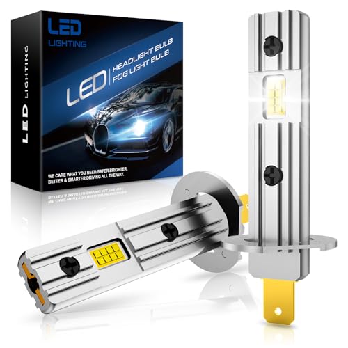 SHINYY Bombillas H1 LED 20000LM, [2025 Nuevo] 6500K Blanco 12V 400% Luminosidad Bombilla LED H1 Faros de Coche para Luz de Cruce y Carretera Lámparas, 2PCS