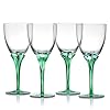 Fitz and Floyd Jardin Set of 4 Green Floral Wine Glasses 14 Ounce