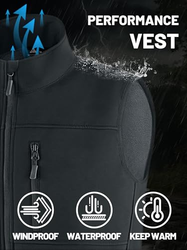 WENTTUO Men's Fleece-Lined Softshell Windproof Sleeveless Jacket Vest - image 3