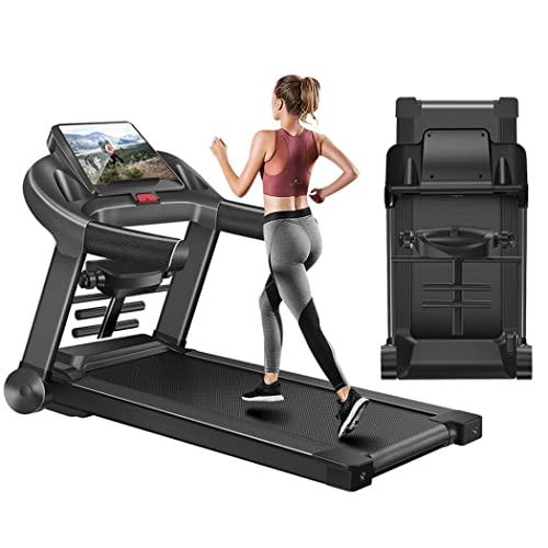 Image of Electric Folding Treadmill,Home Portable Walking Machine Under Desk Treadmills,with Led Touch Display and Blue Tooth Speaker,Compact Running Machine,T