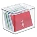 mDesign Small Plastic Home Office Storage Organizer Box Containers with Hinged Lid for Desktops - Holds Pens, Pencils, Sticky Notes, Highlighters, Staples, and Supplies - Clear