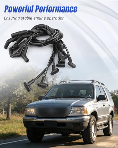Image of 51070 Black Spark Plug Wires, 135 Degree Plug Ends, HEI Distributor Fit for Ford 260 /289 /302