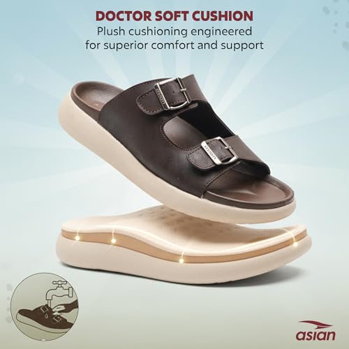 Image of ASIAN Medisol-03 Men's Orthopedic Comfort Slippers | Soft Cushion Footbed, Dual Adjustable Buckle Straps, Lightweight Anti-Skid Sole, Stylish Sandals
