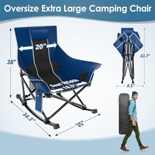 image for Suteck Oversized Heated Camping Chair, XL Rocking Camping Chair W/3 He