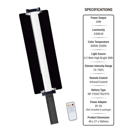 Image of DIGITEK DSL-20WB RGB Pro Combo Portable Handheld RGB LED Light Wand with Bran Door, NP F750 Battery & Remote for YouTube, Photo-Shoot, Video Shoot, Live Stream, Compatible with Smart Phone & Cameras