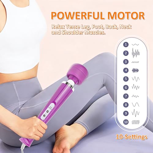 Image of Handheld Electric Back Massager, 10 Speed Wired Deep Tissue Vibrating Massager for Muscle Aches (Purple)