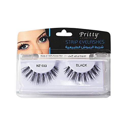 Pritty Strip Eyelashes | Black NZ 033 | 1 Pc – Comfortable, Reusable, Natural-Looking Lashes for Quick and Effortless Application