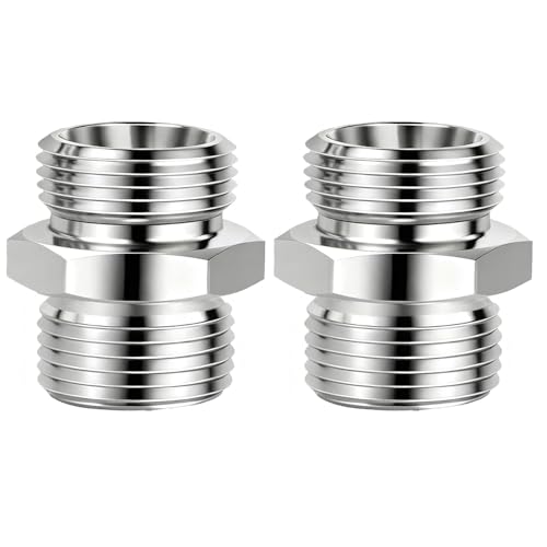 Image of 2 Pcs M18 to M18 stainless steel adapter fittings, suitable for small excavators, for connector conversion, diameter reduction or expansion, and full-bore straight pipe connector connections.