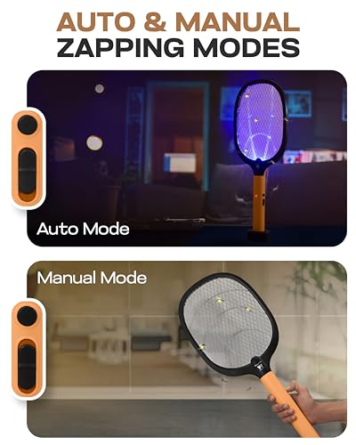 Image of Weird Wolf 2 in 1 Rechargeable Mosquito Bat with UV Light & Base Stand | Electric Fly Swatter with Auto & Manual Mode | Type-C USB Charging | 1200 mAh Lithium Battery | 6 Month Warranty