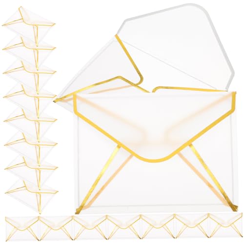 OSOLADY 20個 復古透明招待状封筒 結婚式 誕生日 パーティー用 白デザイン 優雅な 紙素材 グリーティングカード対応