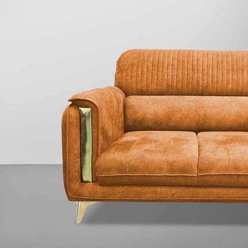 Image of Casaliving Gelio 2 Seater Sofa Set for Living Room (Orange Colour) Premium Fabric Sofa
