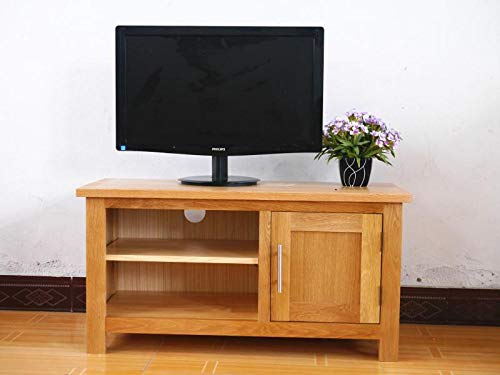 Corona Oak Mueble de TV Surrey pequeña unidad de una puerta con acabado lacado natural de madera maciza de roble
