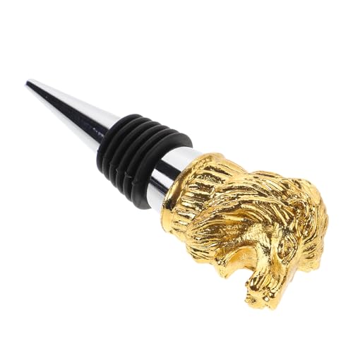 Tapón de vino de acero inoxidable premium con sofisticado león dorado texturizado 2