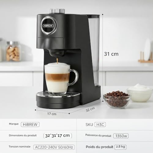 HIBREW H3C Machine à Café 3-en-1 Monodose, 7 Niveaux de Température – vue 7