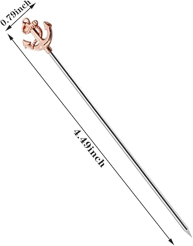 Miniatura 2 de RRRuo - Púas de cóctel de ancla reutilizables de acero inoxidable para aperitivos, aceitunas, sándwiches, cerezas para adornar, tenedores de frutas,