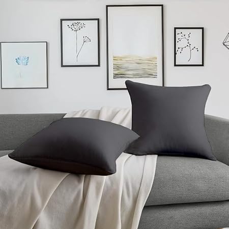 Image of Premium Polyester Fiber Cushion Fillers - Pack of 2 Pcs | 20 x 20 Inches | Dark Grey| Cushions, Sofa Pillow, Cushion for Sofa, Cushion for Bed, Decorative Pillow, Pillow for Support