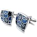 INBLUE Men's 2 PCS Rhodium Plated Enamel Cufflinks Blue Black Square Shirt Wedding Business 1 Pair Set