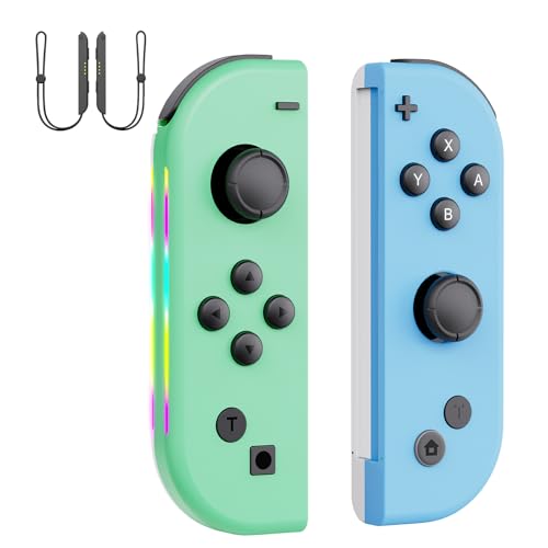 Genérico Mando Switch, Mando para Switch Inalámbrico Compatible con Switch/OLED/Lite con Doble Vibración, Gyro Axis, Captura de Pantalla, Función de Activación, RGB-Verde y Azul