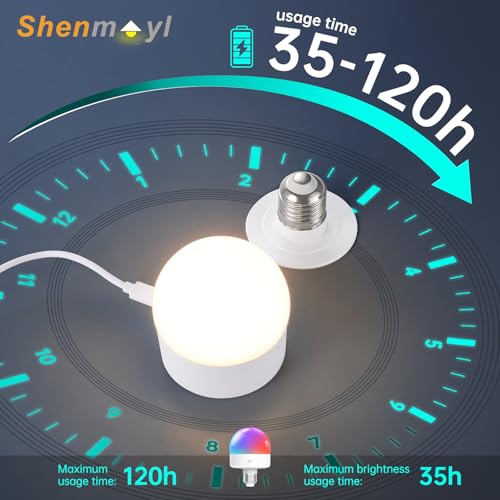 Image of Shenmoyl Battery Operated Wall Sconces Set of 2, Swing Arm Adjustable Wall Lamp 5000 mAh Rechargeable Bulb with 12 RGB Colors Dimmable Wall Sconce for Living Room Bedroom