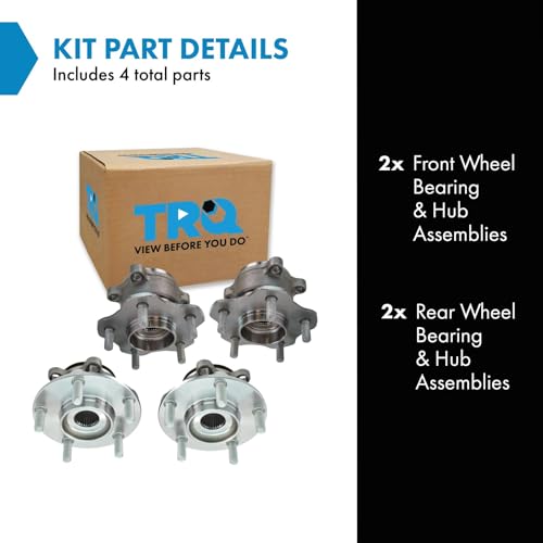 Image of TRQ Front and Rear Wheel Bearing and Hub Assembly Set 4 Piece Compatible with 2008-2013 Nissan Rogue All Wheel Drive