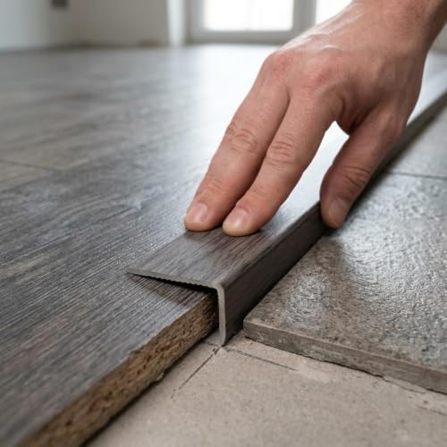 Floor Transition Strip L-Shaped Stair Nosing Door Threshold Protector Heavy-Duty Anti-Collision Stair Trim Step Edges, Ideal for Indoor and Outdoor Threshold Safety(Grey Cement,W1"*H0.4"*L35.4") - 4