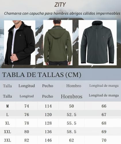 Chaqueta de lana cálida con capucha soft shell resistente para invierno de hombre 5