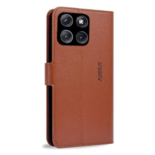 Image of AIBEX Compatible for Motorola Edge 70 Pro Plus 5G / Motorola Edge 70 Pro 5G Flip Cover Leather Finish | Inside TPU with Card Pockets | Wallet Stand | Complete Protection Flip Case Brown