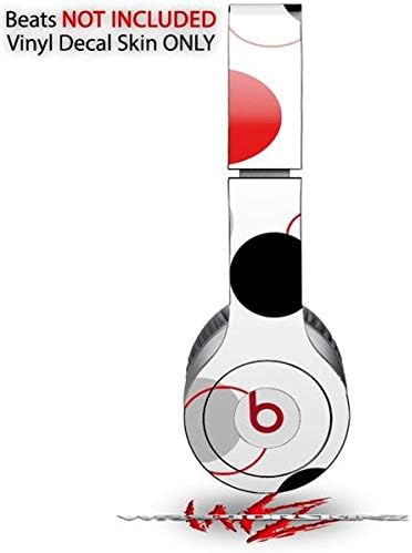 Skin Decal Wrap Works with Original Beats Solo HD Headphones Lots of Dots Red on White Skin Only (Headphones NOT Included)