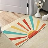 Fußmatte mit Aufschrift 'Welcome' im Retro-Stil, 60er- und 70er-Jahre-Stil, für Hauseingang, Garage und Garten, Eingangsbereich, rutschfeste Fußmatte, 76,2 x 43,2 cm