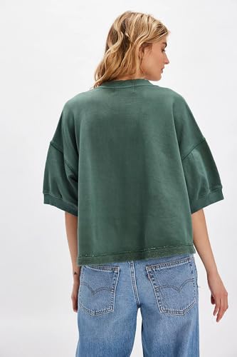 Women Y2K Knitted Crop Cardigan Shirt Short Sleeve Button Down V Neck Sweater Oversized Going Out Blouse Tops4