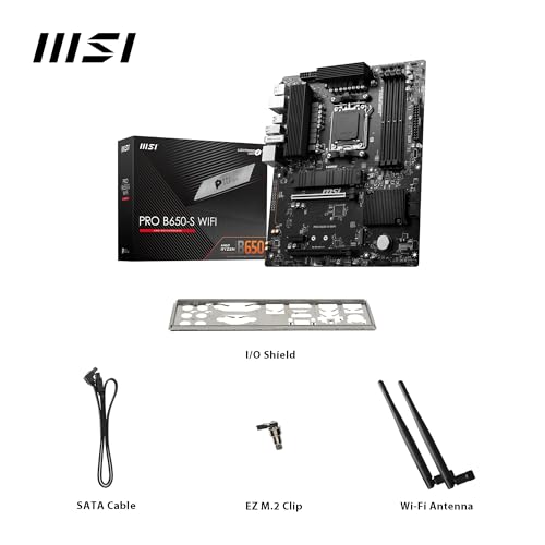 Image of MSI PRO B650-S WiFi V1 Motherboard, ATX - Supports AMD Ryzen 9000 /8000 / 7000 Series Processors, AM5 - DDR5 Memory Boost 6000+MHz /OC, 2 x PCIe 4.0 x16, 2 x M.2 Gen4, Wi-Fi 6E