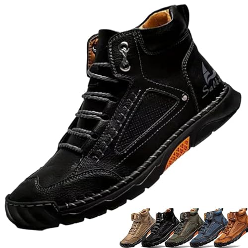 Sawbehind Mens Boots, Sawbehind Boots, Saw Behind Mens Slip On Shoes Loafers, Men's Comfortable Handmade Leather Waterproof, Arch Support, Spacious Toe Box Outdoor Leather Shoes