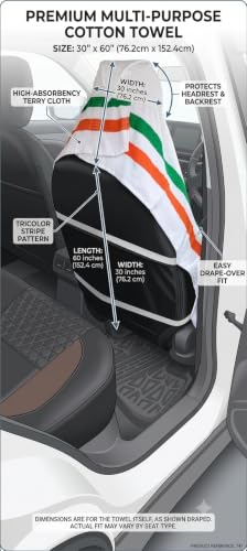 Image of Car Seat Towel Cover, Universal Size 76x152 cm, Soft and Comfortable Seat Protector for All Cars, Single Pack of 1 (1, White, 30x60inc.)