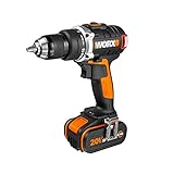 WORX WX175.1 Akku Bohrschrauber 20V – Bürstenloser Akkuschrauber - 60Nm, 2-Gang-Getriebe und LED-Licht – Akkubohrer Set zum Bohren und Schrauben - mit Li-Ion Akku, Ladegerät und Koffer – 1,83kg