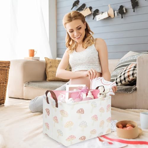 Image of Rectangular Baby Laundry Basket,Mushroom Basket,Collapsible Waterproof Kids Toys Storage box,kids gift hamper,Toy Bins,Baby Room Decor(Mushroom)
