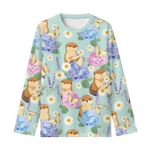 Girls Long Sleeve Athletic Shirts Lightweight Yoga Tops Crewneck Gym Tees 3-16 Years