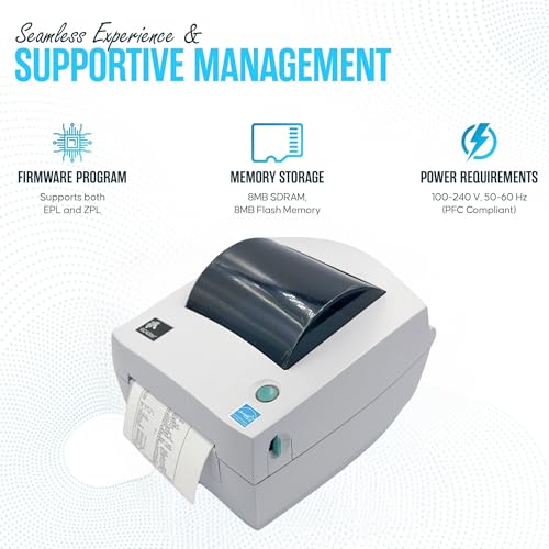 Image of GC420D Zebra Direct Thermal Label & Barcode Printer - 1 Year Warranty - with 20V, USB 2.0 Cable & Microfiber Cleaning Cloth- Parallel /Serial /USB Connectivity (Renewed)