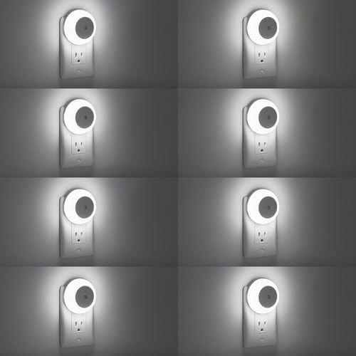 Image of fesnne Night Lights Plug into Wall, Night Light, Dusk to Dawn Sensor, White Led Night Light 0.5W, 8 Pack Nightlight for Adults, Bedroom, Bathroom, Hallway, Kitchen