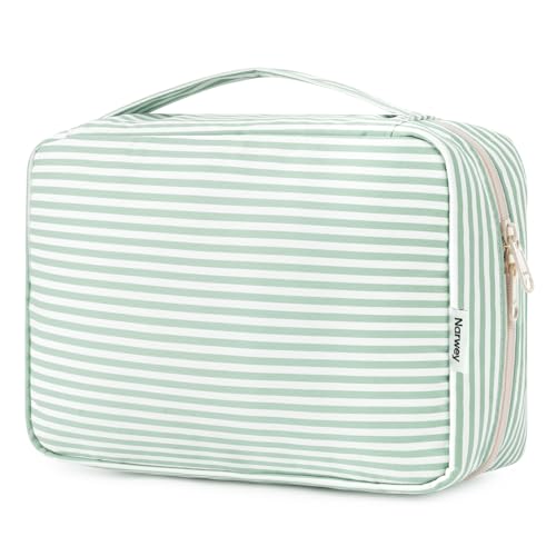 Narwey Neceser Colgante Bolsa de Aseo Viaje Neceser Maquillaje Organizador Mujer Kit de Aseo Colgante Bolsa Maquillaje Niñas (Rayas Verde Menta)
