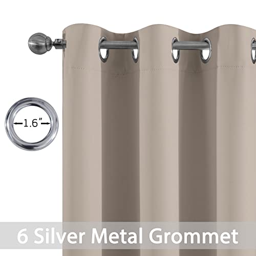 Yakamok Room Darkening Blackout Curtains Thermal Insulated Grommet Curtain Panels for Bedroom, 38W x 90L, Natural, 2 Panels