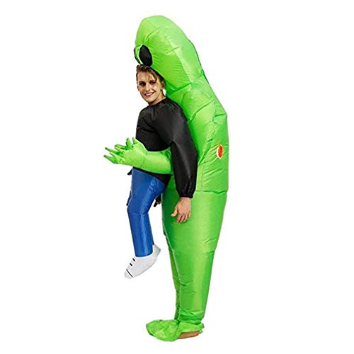 AM ANNA Inflatable ET Monster Costume Scary Green Alien Cosplay Costume for Kids Masquerade Halloween Party,Small