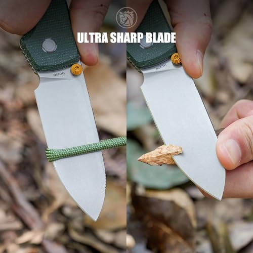 Image of Vosteed Raccoon2.0 EDC Folding Pocket knife with Clip - Top Liner Lock Knife with 3.25 inch Sandvik 14C28N Steel Blade, Micarta Handle for Camping, Hiking - A2904