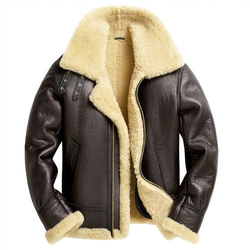The Next Men's Sheepskin Pilot Jacket Man Military Bombers B3 Woolen Genuine Leather Jackets for Men