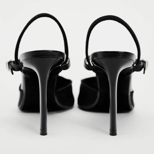 MRKEWUNEY Fashion Mesh Slingback Pumps Shoes for Women Ankle Strap Pointed Toe Pumps2