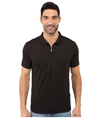 Perry Ellis Men's Solid Polo Shirt with Zipper Closure