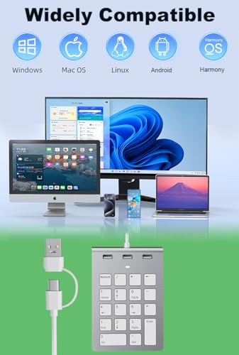 Clavier numérique USB à 18 touches filaire pour Surface, iPad et ordinateur de bureau